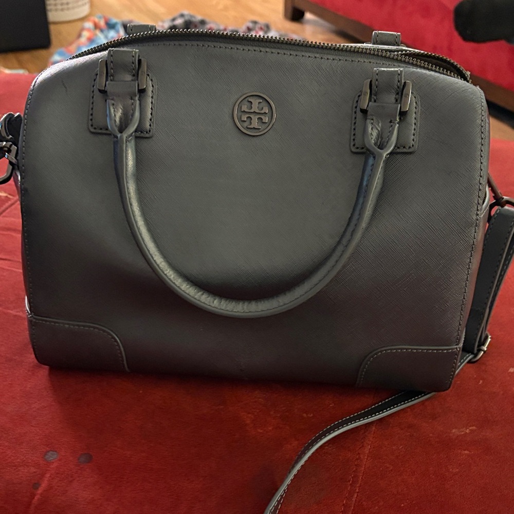 Tory Burch Dark Leather Satchel it is metallic